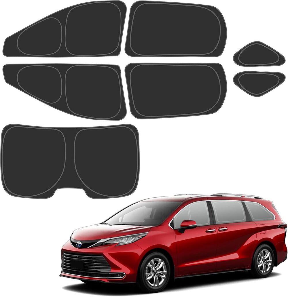 Window Sunshade for 21-23 Toyota Sienna Sun Visor, Side & Back Pack of 7, W/ Bag